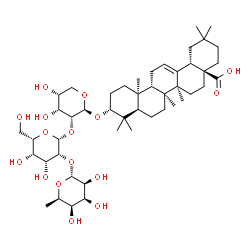ChemSpider 2D Image | (3alpha,8alpha,9beta,10alpha)-3-{[6-Deoxy-alpha-D-talopyranosyl-(1->2)-beta-L-talopyranosyl-(1->2)-beta-D-ribopyranosyl]oxy}olean-12-en-28-oic acid | C47H76O16