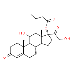 ChemSpider 2D Image | (9xi,14xi)-11,21-Dihydroxy-3,20-dioxopregn-4-en-17-yl butyrate | C25H36O6