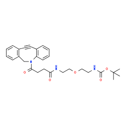 ChemSpider 2D Image | 2-Methyl-2-propanyl [2-(2-{[4-(11,12-didehydrodibenzo[b,f]azocin-5(6H)-yl)-4-oxobutanoyl]amino}ethoxy)ethyl]carbamate | C28H33N3O5