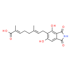 ChemSpider 2D Image | (2E,6E)-8-(4,6-Dihydroxy-1,3-dioxo-2,3-dihydro-1H-isoindol-5-yl)-2,6-dimethyl-2,6-octadienoic acid | C18H19NO6