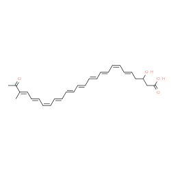 ChemSpider 2D Image | (5E,7Z,9E,11E,13E,15E,17E,19Z,21E,23E)-3-Hydroxy-24-methyl-25-oxo-5,7,9,11,13,15,17,19,21,23-hexacosadecaenoic acid | C27H32O4