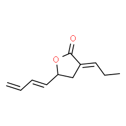 ChemSpider 2D Image | (3E)-5-[(1E)-1,3-Butadien-1-yl]-3-propylidenedihydro-2(3H)-furanone | C11H14O2