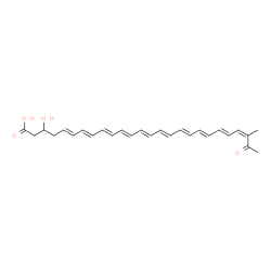 ChemSpider 2D Image | (5E,7E,9E,11E,13E,15E,17E,19E,21E,23Z)-3-Hydroxy-24-methyl-25-oxo-5,7,9,11,13,15,17,19,21,23-hexacosadecaenoic acid | C27H32O4