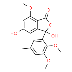 ChemSpider 2D Image | 3-(2,3-Dimethoxy-5-methylphenyl)-3,5-dihydroxy-7-methoxy-2-benzofuran-1(3H)-one | C18H18O7
