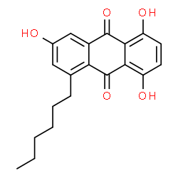 ChemSpider 2D Image | 1-Hexyl-3,5,8-trihydroxy-9,10-anthraquinone | C20H20O5