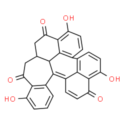 ChemSpider 2D Image | 1,6,11-Trihydroxy-8a,9-dihydro-7H-benzo[4,5]cyclohepta[1,2,3-gh]benzo[no]pleiadene-7,10,17(8H,8bH)-trione | C29H18O6