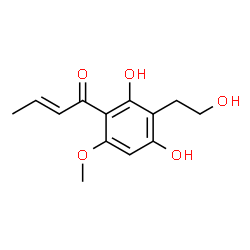 ChemSpider 2D Image | (2E)-1-[2,4-Dihydroxy-3-(2-hydroxyethyl)-6-methoxyphenyl]-2-buten-1-one | C13H16O5