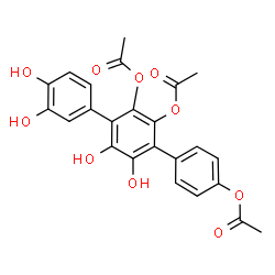 ChemSpider 2D Image | 3'',4'',5',6'-Tetrahydroxy-1,1':4',1''-terphenyl-2',3',4-triyl triacetate | C24H20O10