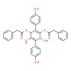 ChemSpider 2D Image | 4,6-Dihydroxy-2,5-bis(4-hydroxyphenyl)-1,4-cyclohexadiene-1,3-diyl bis(phenylacetate) | C34H28O8