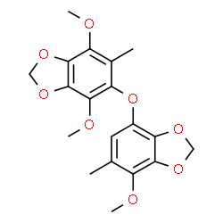 ChemSpider 2D Image | 4,7-Dimethoxy-5-[(7-methoxy-6-methyl-1,3-benzodioxol-4-yl)oxy]-6-methyl-1,3-benzodioxole | C19H20O8