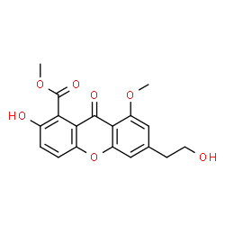 ChemSpider 2D Image | Methyl 2-hydroxy-6-(2-hydroxyethyl)-8-methoxy-9-oxo-9H-xanthene-1-carboxylate | C18H16O7