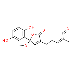 ChemSpider 2D Image | (2Z)-5-[5-(2,5-Dihydroxyphenyl)-5-methoxy-2-oxo-2,5-dihydro-3-furanyl]-2-methyl-2-pentenal | C17H18O6