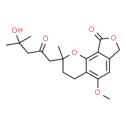 ChemSpider 2D Image | 2-(4-Hydroxy-4-methyl-2-oxopentyl)-5-methoxy-2-methyl-2,3,4,7-tetrahydro-9H-furo[3,4-h]chromen-9-one | C19H24O6