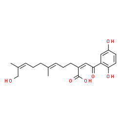 ChemSpider 2D Image | (2Z,5E,9Z)-2-[2-(2,5-Dihydroxyphenyl)-2-oxoethylidene]-11-hydroxy-6,10-dimethyl-5,9-undecadienoic acid | C21H26O6