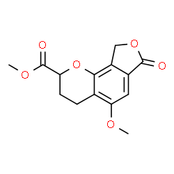ChemSpider 2D Image | Methyl 5-methoxy-7-oxo-3,4,7,9-tetrahydro-2H-furo[3,4-h]chromene-2-carboxylate | C14H14O6
