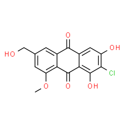 ChemSpider 2D Image | 2-Chloro-1,3-dihydroxy-6-(hydroxymethyl)-8-methoxy-9,10-anthraquinone | C16H11ClO6