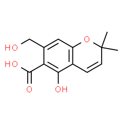 ChemSpider 2D Image | 5-Hydroxy-7-(hydroxymethyl)-2,2-dimethyl-2H-chromene-6-carboxylic acid | C13H14O5