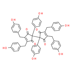 ChemSpider 2D Image | 3,3',4,4'-Tetrakis(4-hydroxybenzyl)-1,1'-bis(4-hydroxyphenyl)-1,1'-bi(3-cyclopenten-1-yl)-2,2',5,5'-tetrone | C50H38O10