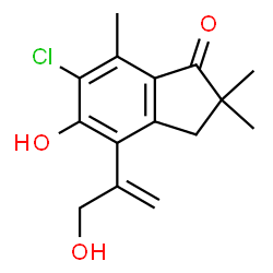 ChemSpider 2D Image | 6-Chloro-5-hydroxy-4-(3-hydroxy-1-propen-2-yl)-2,2,7-trimethyl-1-indanone | C15H17ClO3