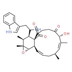 ChemSpider 2D Image | (1Z,4S,5Z,7R,11aS,14S,14aR,15S,15aR,16aS,16bR)-7-Hydroxy-14-(1H-indol-3-ylmethyl)-4,6,15,15a-tetramethyl-4,7,9,10,14,14a,15,15a,16a,16b-decahydro-3H-cyclotrideca[d]oxireno[f]isoindole-8,11,12(13H)-tri
one | C32H38N2O5