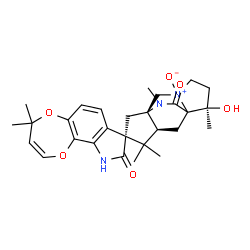 ChemSpider 2D Image | (3S,5R,7S,12R)-12-Hydroxy-4,4,4',4',12,14-hexamethyl-4'H,13H-spiro[9,14-diazatetracyclo[5.5.2.0~1,9~.0~3,7~]tetradecane-5,8'-[1,4]dioxepino[2,3-g]indole]-9',13(10'H)-dione 9-oxide | C28H35N3O6