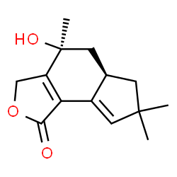 ChemSpider 2D Image | (4S,5aR)-4-Hydroxy-4,7,7-trimethyl-3,4,5,5a,6,7-hexahydro-1H-indeno[4,5-c]furan-1-one | C14H18O3