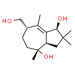 ChemSpider 2D Image | (1S,3aR,4R,7S)-7-(Hydroxymethyl)-2,2,4,8-tetramethyl-1,2,3,3a,4,5,6,7-octahydro-1,4-azulenediol | C15H26O3