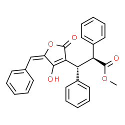 ChemSpider 2D Image | Methyl (2S,3R)-3-[(5E)-5-benzylidene-4-hydroxy-2-oxo-2,5-dihydro-3-furanyl]-2,3-diphenylpropanoate | C27H22O5