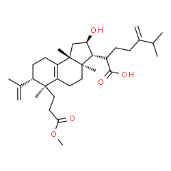 ChemSpider 2D Image | (2R)-2-[(2R,3R,3aR,6S,7S,9bR)-2-Hydroxy-7-isopropenyl-6-(3-methoxy-3-oxopropyl)-3a,6,9b-trimethyl-2,3,3a,4,5,6,7,8,9,9b-decahydro-1H-cyclopenta[a]naphthalen-3-yl]-6-methyl-5-methyleneheptanoic acid | C32H50O5