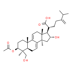 ChemSpider 2D Image | (3beta,16alpha)-3-Acetoxy-16,29-dihydroxy-24-methylenelanosta-7,9(11)-dien-21-oic acid | C33H50O6