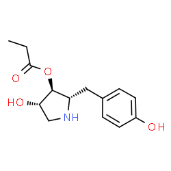 ChemSpider 2D Image | (2S,3S,4S)-4-Hydroxy-2-(4-hydroxybenzyl)-3-pyrrolidinyl propionate | C14H19NO4