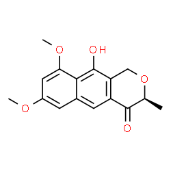 ChemSpider 2D Image | (3S)-10-Hydroxy-7,9-dimethoxy-3-methyl-1H-benzo[g]isochromen-4(3H)-one | C16H16O5