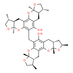ChemSpider 2D Image | (2R,3aR,7aR,10R,10aR,12aR)-6-{[(3R,3aR,7aR,10R,10aR,12aR)-5-Hydroxy-3,7a,10,12a-tetramethyl-2,3,3a,9,10,10a,11,12a-octahydro-4H,7aH-furo[2,3-b]furo[3',2':5,6]pyrano[2,3-f]chromen-6-yl]methyl}-2,7a,10,
12a-tetramethyl-2,3,3a,9,10,10a,11,12a-octahydro-4H,7aH-furo[2,3-b]furo[3',2':5,6]pyrano[2,3-f]chromen-5-ol | C41H52O10