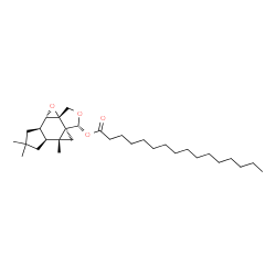 ChemSpider 2D Image | (1aS,4R,4aS,5aR,5bS,8aR,8bS)-5a,7,7-Trimethyloctahydrocyclopropa[4,5]oxireno[6,7]indeno[5,6-c]furan-4-yl palmitate | C31H52O4