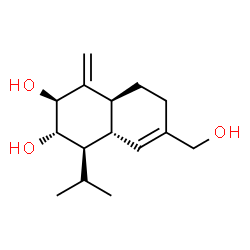 ChemSpider 2D Image | (1R,2S,3S,4aS,8aS)-7-(Hydroxymethyl)-1-isopropyl-4-methylene-1,2,3,4,4a,5,6,8a-octahydro-2,3-naphthalenediol | C15H24O3