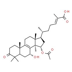 ChemSpider 2D Image | (5xi,7alpha,15alpha,24E)-15-Acetoxy-7-hydroxy-3-oxolanosta-8,24-dien-26-oic acid | C32H48O6