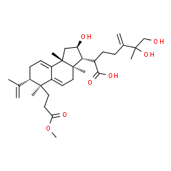 ChemSpider 2D Image | (2R)-6,7-Dihydroxy-2-[(2R,3R,3aR,6S,7S,9bR)-2-hydroxy-7-isopropenyl-6-(3-methoxy-3-oxopropyl)-3a,6,9b-trimethyl-2,3,3a,4,6,7,8,9b-octahydro-1H-cyclopenta[a]naphthalen-3-yl]-6-methyl-5-methyleneheptano
ic acid | C32H48O7