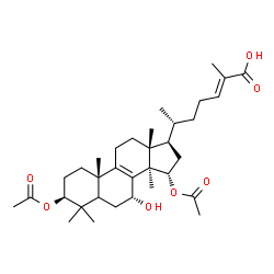 ChemSpider 2D Image | (3beta,5xi,7alpha,15alpha,24E)-3,15-Diacetoxy-7-hydroxylanosta-8,24-dien-26-oic acid | C34H52O7