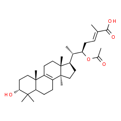 ChemSpider 2D Image | (3alpha,5xi,22R,24E)-22-Acetoxy-3-hydroxylanosta-8,24-dien-26-oic acid | C32H50O5