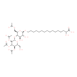 ChemSpider 2D Image | 16-{[6-O-Acetyl-4-O-(2,3,4-tri-O-acetyl-beta-D-glucopyranosyl)-beta-D-glucopyranosyl]oxy}-2-hydroxyhexadecanoic acid | C36H60O18