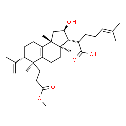 ChemSpider 2D Image | (2R)-2-[(2R,3R,3aR,6S,7S,9bR)-2-Hydroxy-7-isopropenyl-6-(3-methoxy-3-oxopropyl)-3a,6,9b-trimethyl-2,3,3a,4,5,6,7,8,9,9b-decahydro-1H-cyclopenta[a]naphthalen-3-yl]-6-methyl-5-heptenoic acid | C31H48O5