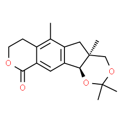 ChemSpider 2D Image | (4aS,11bS)-2,2,4a,6-Tetramethyl-4,4a,5,7,8,11b-hexahydro-10H-[1,3]dioxino[4',5':3,4]cyclopenta[1,2-g]isochromen-10-one | C18H22O4