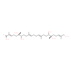 ChemSpider 2D Image | (2E,6S,7S,10E,14E,18S,19S,22E)-6,7,18,19,24-Pentahydroxy-2,6,10,15,19,23-hexamethyl-2,10,14,22-tetracosatetraenoic acid | C30H52O7