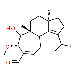 ChemSpider 2D Image | (3aR,5aR,6R,7S)-6-Hydroxy-1-isopropyl-7-methoxy-3a,5a-dimethyl-2,3,3a,4,5,5a,6,7,10,10a-decahydrocyclohepta[e]indene-8-carbaldehyde | C21H32O3
