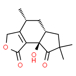 ChemSpider 2D Image | (4R,5aR,8aR)-8a-Hydroxy-4,7,7-trimethyl-4,5,5a,6,7,8a-hexahydro-1H-indeno[4,5-c]furan-1,8(3H)-dione | C14H18O4