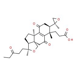 ChemSpider 2D Image | 3-[(1S,2R,4bR,6aS,7S,9aS)-1,4b,7-Trimethyl-2-[(2S)-2-methyl-2-oxiranyl]-4,11-dioxo-7-(3-oxopentyl)-1,3,4,4b,5,6,6a,7,10,11-decahydro-2H-benzo[4,5]indeno[1,7a-c]furan-1-yl]propanoic acid | C29H40O7