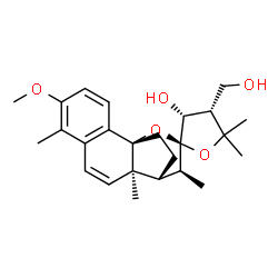 ChemSpider 2D Image | (1'R,2S,3R,4S,10'R,11'R,12'S)-4-(Hydroxymethyl)-5'-methoxy-5,5,6',10',12'-pentamethyl-4,5-dihydro-3H-spiro[furan-2,13'-[14]oxatetracyclo[9.3.2.0~1,10~.0~2,7~]hexadeca[2,4,6,8]tetraen]-3-ol | C25H34O5