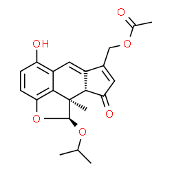 ChemSpider 2D Image | [(1S,9aS,9bR)-5-Hydroxy-1-isopropoxy-9b-methyl-9-oxo-1,9,9a,9b-tetrahydrocyclopenta[6,7]naphtho[1,8-bc]furan-7-yl]methyl acetate | C21H22O6