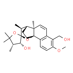 ChemSpider 2D Image | (1'R,2S,3R,4S,10'R,11'R,12'S)-6'-(Hydroxymethyl)-5'-methoxy-4,5,5,10',12'-pentamethyl-4,5-dihydro-3H-spiro[furan-2,13'-[14]oxatetracyclo[9.3.2.0~1,10~.0~2,7~]hexadeca[2,4,6,8]tetraen]-3-ol | C25H34O5