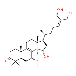 ChemSpider 2D Image | (7alpha,15alpha)-15,26,27-Trihydroxy-7-methoxylanosta-8,24-dien-3-one | C31H50O5